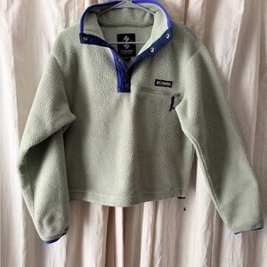 Columbia Olive Fleece Jacket with Navy Trim